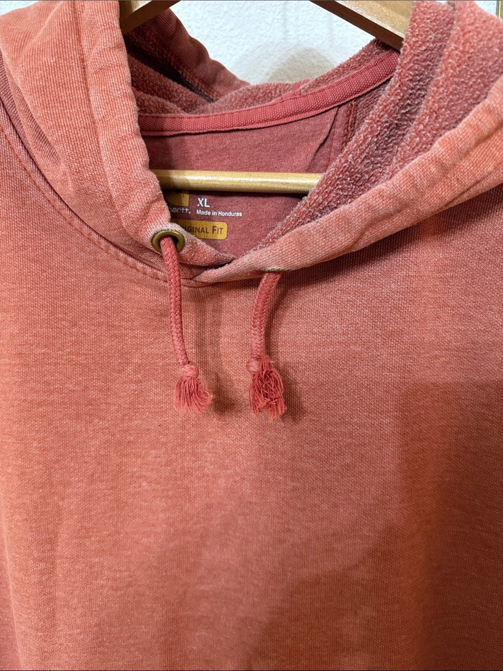 Carhartt Rust Orange Pullover Hoodie with Sleeve Logo Men’s Size XL Original Fit - Picture 4 of 8